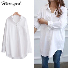 Load image into Gallery viewer, Women&#39;s Oversize Shirt Tunics White Shirts For School Women Women&#39;s Elegant Blouse 2021 White Shirt Oversize Women Blouses Tunic