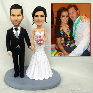Polymer Clay miniature doll figurine knick knacks wedding decoration cake topper Custom husband gift Fathers Day Gift favor